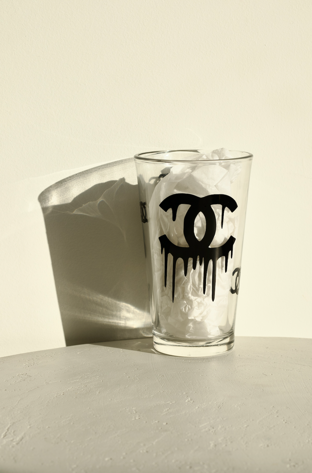 Custom Chanel High Glass Tumbler (2 Design patterns in one cup)